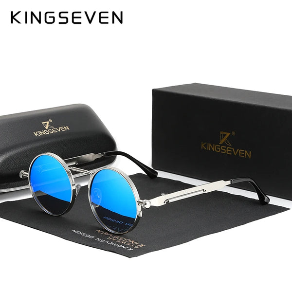 Óculos de Sol Polarizado Kingseven Steampunk Azul