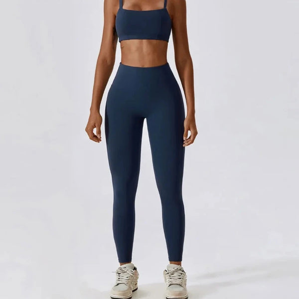 Conjunto de Roupa Fitness Feminino 2 Peças - Leggings e Top Esportivo para Treino e Corrida