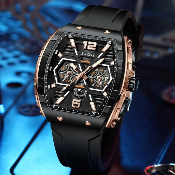 Relógio de Pulso Quadrado LIGE Quartz - Estilo Casual